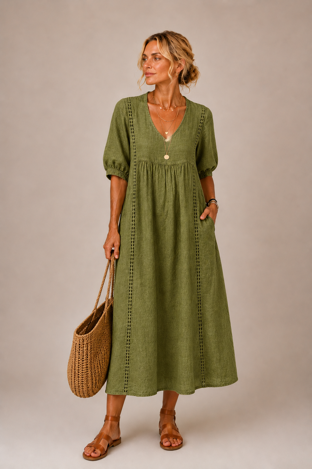 Flore | Elegante midi zomerjurk