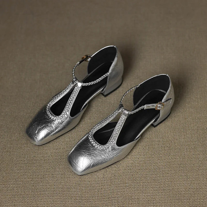 Estelle | Retro Lederen Ballerina's