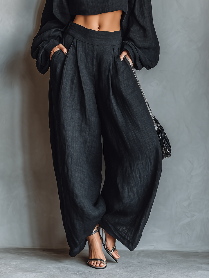 Tess™ || Off-Shoulder Set with Wide-Leg Pants