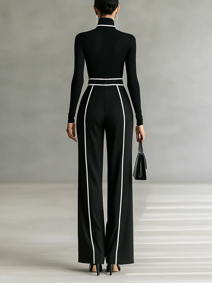 Emma™ | Elegante tweedelige set met hoge kraag en wijde broek