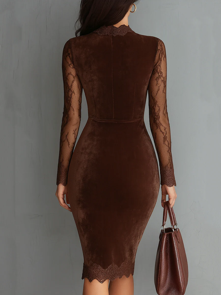 Aurélia™ | Fluwelen Mini Dress met Kantmouwen