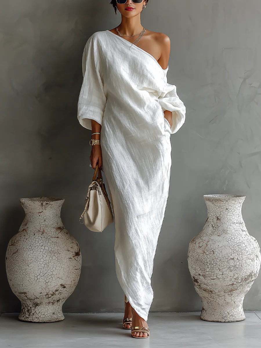 Elise™ | Chic One-Shoulder White Maxi Dress