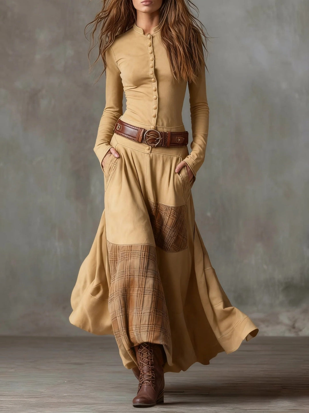 Azucena | Maxi jurk van suede met riem